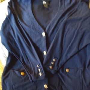 14/16 JK Knits dk blue button down Cardigan